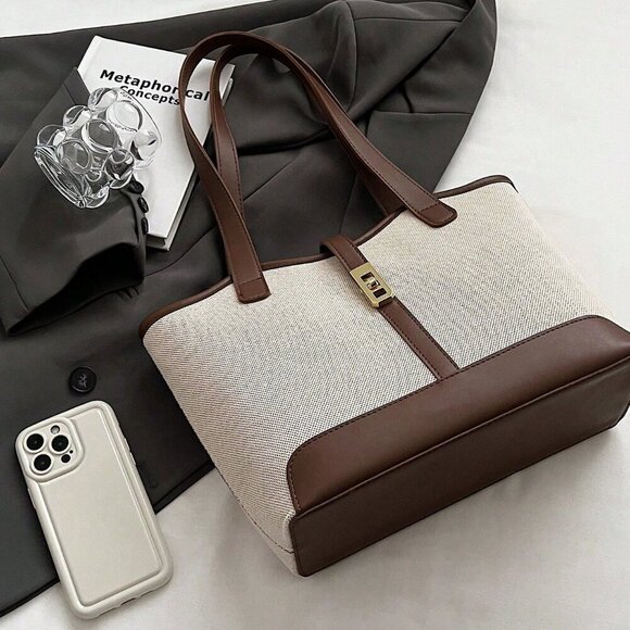 Multicolor Casual Women's Business Foldable Dual Strap Tote Bag - Picture 3 of 8